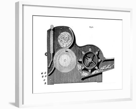 Cross-Section of Eli Whitney's (1765-182) Saw-Gin for Cleaning Cotton, 1865-null-Framed Giclee Print