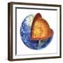 Cross Section of Planet Earth Showing the Lower Mantle-null-Framed Art Print