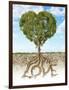 Cross Section of Soil Showing a Heart-Shaped Tree with its Roots as Text Lov-null-Framed Art Print