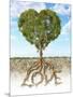 Cross Section of Soil Showing a Heart-Shaped Tree with its Roots as Text Lov-null-Mounted Art Print