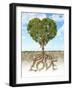 Cross Section of Soil Showing a Heart-Shaped Tree with its Roots as Text Lov-null-Framed Art Print