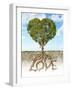 Cross Section of Soil Showing a Heart-Shaped Tree with its Roots as Text Lov-null-Framed Art Print