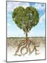 Cross Section of Soil Showing a Heart-Shaped Tree with its Roots as Text Lov-null-Mounted Art Print