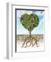 Cross Section of Soil Showing a Heart-Shaped Tree with its Roots as Text Lov-null-Framed Art Print