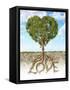 Cross Section of Soil Showing a Heart-Shaped Tree with its Roots as Text Lov-null-Framed Stretched Canvas