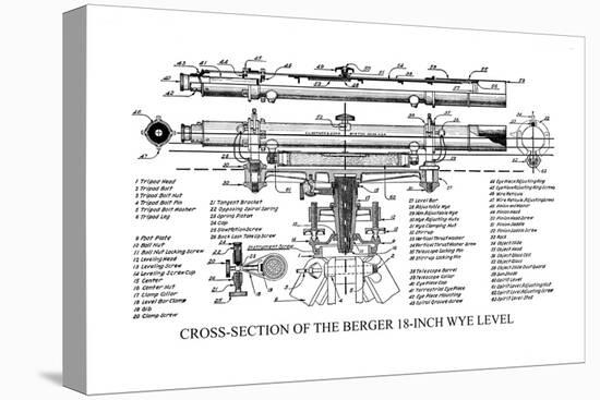 Cross-Section of the Berger 18 Inch Wye Level-null-Stretched Canvas