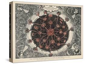 Cross-Section of the Globe Showing the Central Fire the Lateral Fires and the Volcanoes-Athanasius Kircher-Stretched Canvas