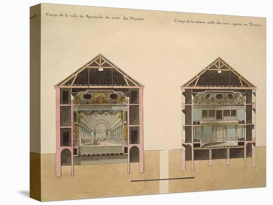 Cross Section of Theatre with Stage and Stalls, 1781-Claude Louis Chatelet-Stretched Canvas