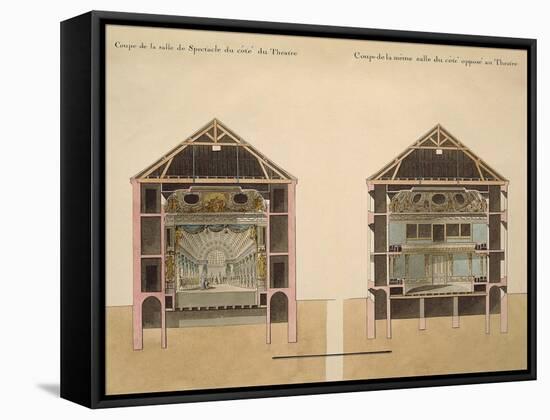 Cross Section of Theatre with Stage and Stalls, 1781-Claude Louis Chatelet-Framed Stretched Canvas