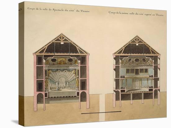 Cross Section of Theatre with Stage and Stalls, 1781-Claude Louis Chatelet-Stretched Canvas