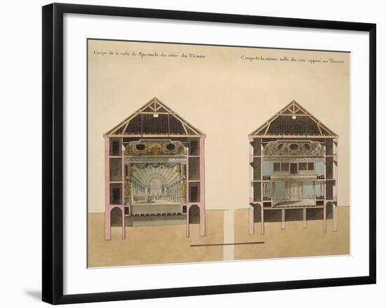 Cross Section of Theatre with Stage and Stalls, 1781-Claude Louis Chatelet-Framed Giclee Print