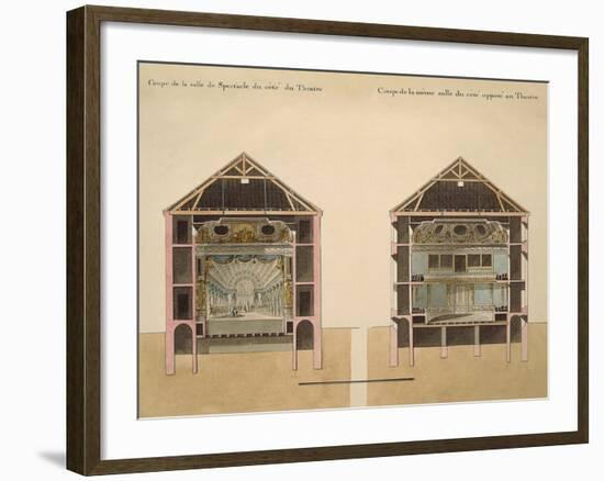 Cross Section of Theatre with Stage and Stalls, 1781-Claude Louis Chatelet-Framed Giclee Print