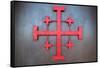 Cross symbol on the wall of St. John Baptist Church, Acre (Akko), Israel-null-Framed Stretched Canvas