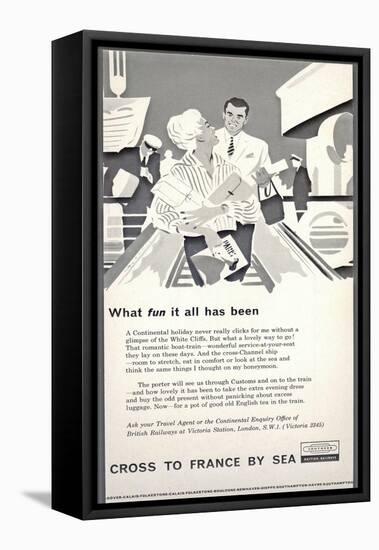 Cross to France by Sea' - British Railways Advert-Laurence Fish-Framed Stretched Canvas