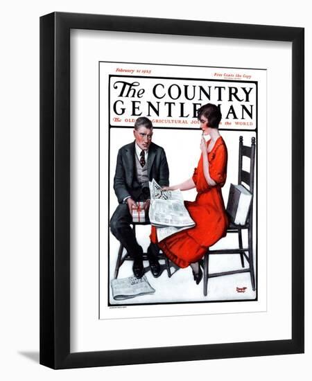 "Cross Words," Country Gentleman Cover, February 21, 1925-Harold Brett-Framed Giclee Print