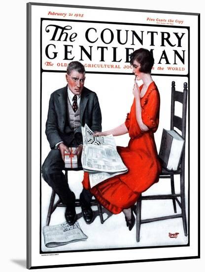 "Cross Words," Country Gentleman Cover, February 21, 1925-Harold Brett-Mounted Giclee Print