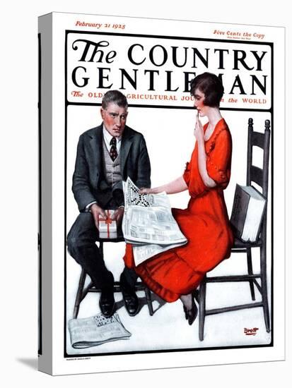 "Cross Words," Country Gentleman Cover, February 21, 1925-Harold Brett-Stretched Canvas