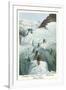 Crossing a Crevasse, Mont-Blanc Route-null-Framed Premium Giclee Print