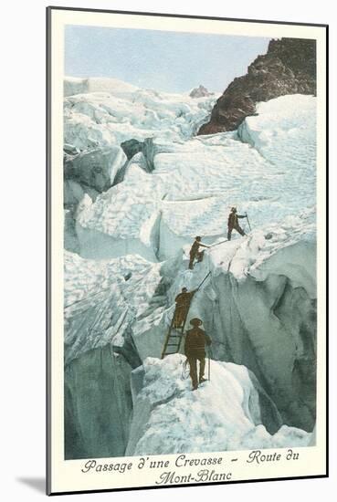 Crossing a Crevasse, Mont-Blanc Route-null-Mounted Art Print