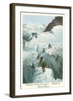 Crossing a Crevasse, Mont-Blanc Route-null-Framed Art Print