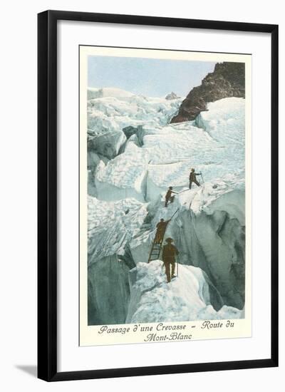 Crossing a Crevasse, Mont-Blanc Route-null-Framed Art Print