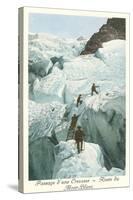 Crossing a Crevasse, Mont-Blanc Route-null-Stretched Canvas