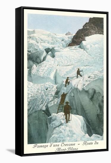 Crossing a Crevasse, Mont-Blanc Route-null-Framed Stretched Canvas