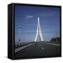 Crossing a Suspension Bridge-Robert Brook-Framed Stretched Canvas