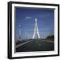 Crossing a Suspension Bridge-Robert Brook-Framed Photographic Print