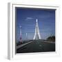 Crossing a Suspension Bridge-Robert Brook-Framed Photographic Print