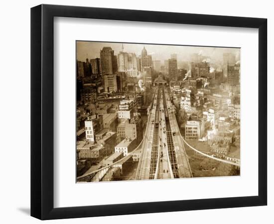 Crossing Brooklyn Bridge to Manhattan, 1910s-Science Source-Framed Giclee Print