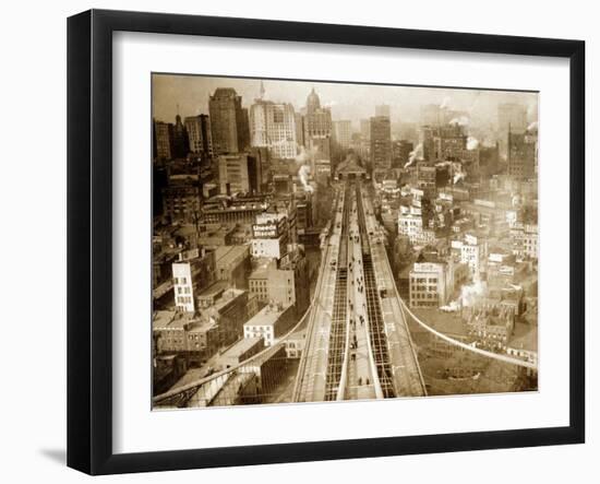 Crossing Brooklyn Bridge to Manhattan, 1910s-Science Source-Framed Giclee Print