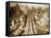 Crossing Brooklyn Bridge to Manhattan, 1910s-Science Source-Framed Stretched Canvas