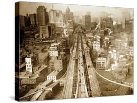 Crossing Brooklyn Bridge to Manhattan, 1910s-Science Source-Stretched Canvas