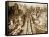 Crossing Brooklyn Bridge to Manhattan, 1910s-Science Source-Framed Stretched Canvas