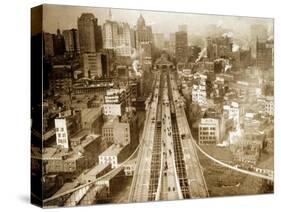 Crossing Brooklyn Bridge to Manhattan, 1910s-Science Source-Stretched Canvas