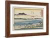 Crossing Sakawa River in Odawara, 1841-1842-Utagawa Hiroshige-Framed Giclee Print