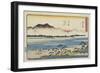 Crossing Sakawa River in Odawara, 1841-1842-Utagawa Hiroshige-Framed Giclee Print