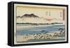 Crossing Sakawa River in Odawara, 1841-1842-Utagawa Hiroshige-Framed Stretched Canvas