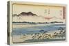 Crossing Sakawa River in Odawara, 1841-1842-Utagawa Hiroshige-Stretched Canvas