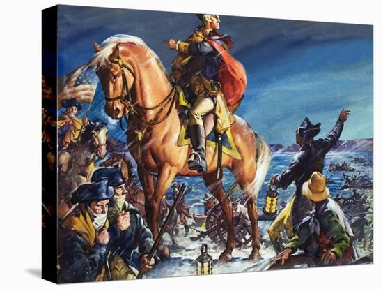 Crossing the Delaware River on Christmas Night-James Edwin Mcconnell-Stretched Canvas