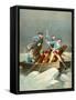 Crossing the Delaware-English School-Framed Stretched Canvas