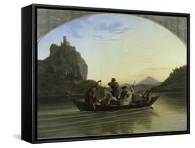 Crossing the Elbe-Ludwig Richter-Framed Stretched Canvas