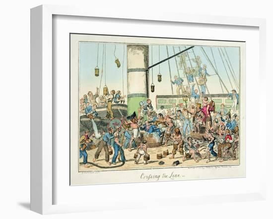 Crossing the Line', Illustration from a Series of Prints on Life in the Navy, 1825 (Colour Litho)-George Cruikshank-Framed Giclee Print