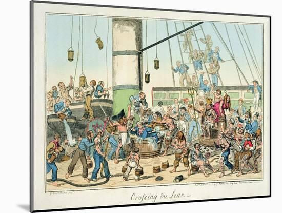 Crossing the Line', Illustration from a Series of Prints on Life in the Navy, 1825 (Colour Litho)-George Cruikshank-Mounted Giclee Print
