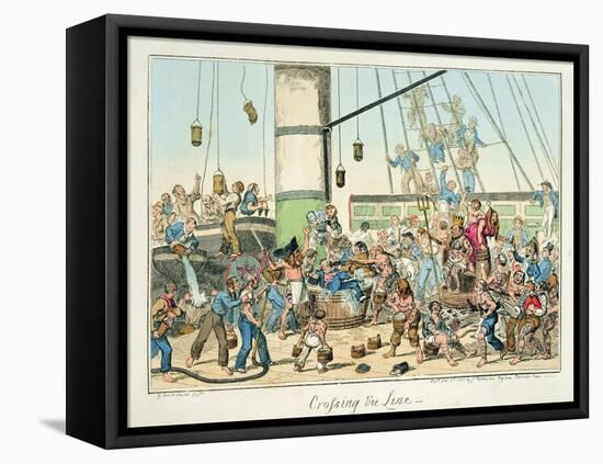Crossing the Line', Illustration from a Series of Prints on Life in the Navy, 1825 (Colour Litho)-George Cruikshank-Framed Stretched Canvas