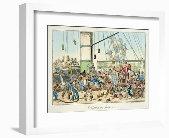 Crossing the Line', Illustration from a Series of Prints on Life in the Navy, 1825 (Colour Litho)-George Cruikshank-Framed Premium Giclee Print