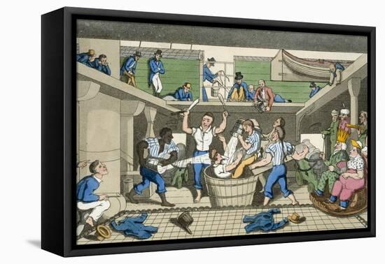 Crossing the Line, Plate from 'The Adventures of Johnny Newcome in the Navy'-Thomas Rowlandson-Framed Stretched Canvas