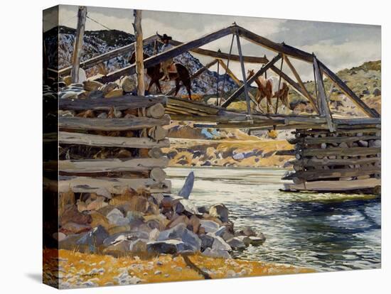 Crossing the Rio Grande, C.1914-31 (Oil on Canvas)-Walter Ufer-Stretched Canvas