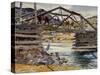 Crossing the Rio Grande, C.1914-31 (Oil on Canvas)-Walter Ufer-Stretched Canvas